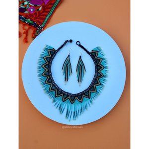 Mexican Necklace Set. Huichol Necklace. Mexican Jewerly Set. Beaded Necklace